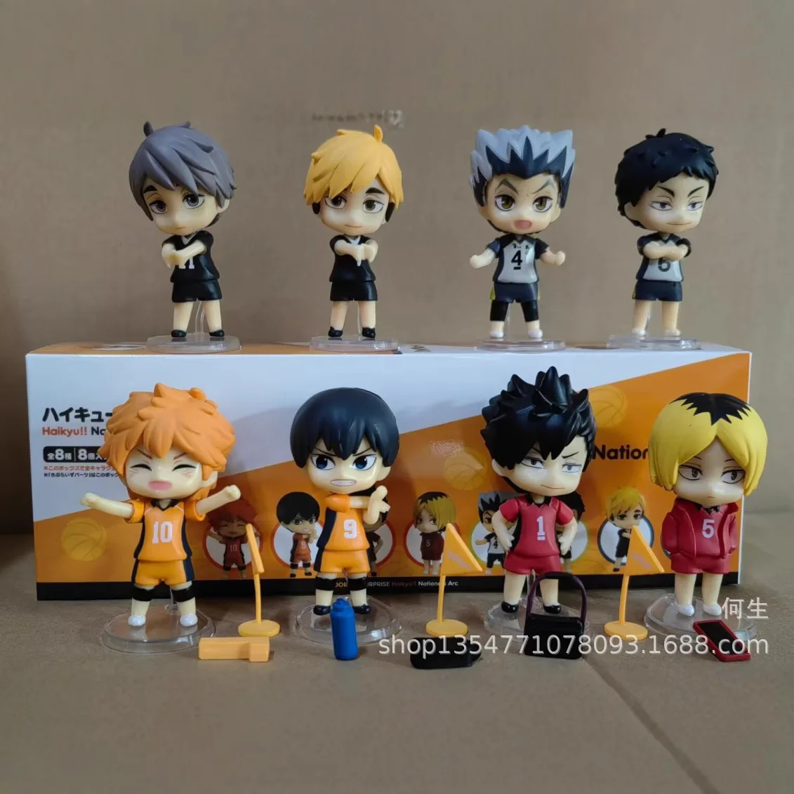 

Набор из 8 фигурок Haikyuu, 8 см, аниме-мерч, милые куклы Хината, Козуме, Тобио, стоячие модели, украшения для рабочего стола, подарок