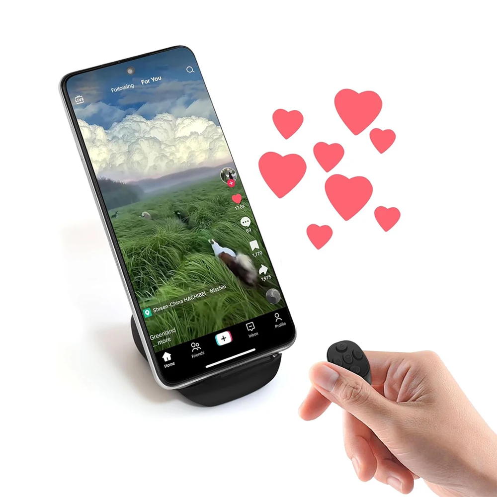 Remote Control for TikTok, Page Turner for iPad iPhone, Bluetooth Camera Video Recording Remote, Scrolling Ring for TikTok