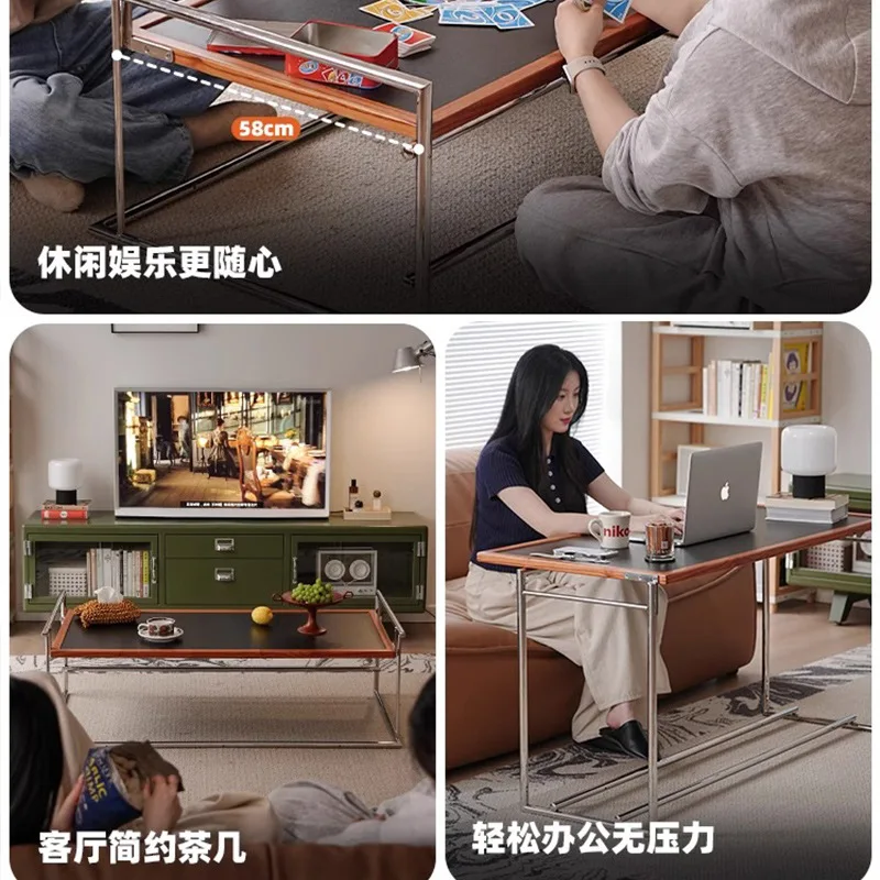 Solid wood folding Irene coffee table, household living room, small apartment medieval tea table