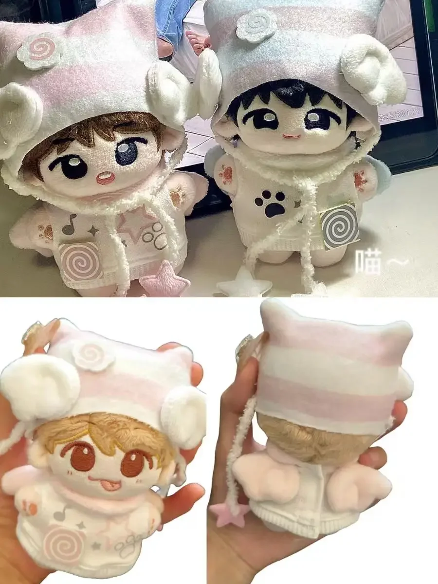 

10cm Plush Doll Halloween Costume Angel Wing Hat Coat ,Labubu Cosplay Clothes,Soft and Lovely Handmade Doll Accessories
