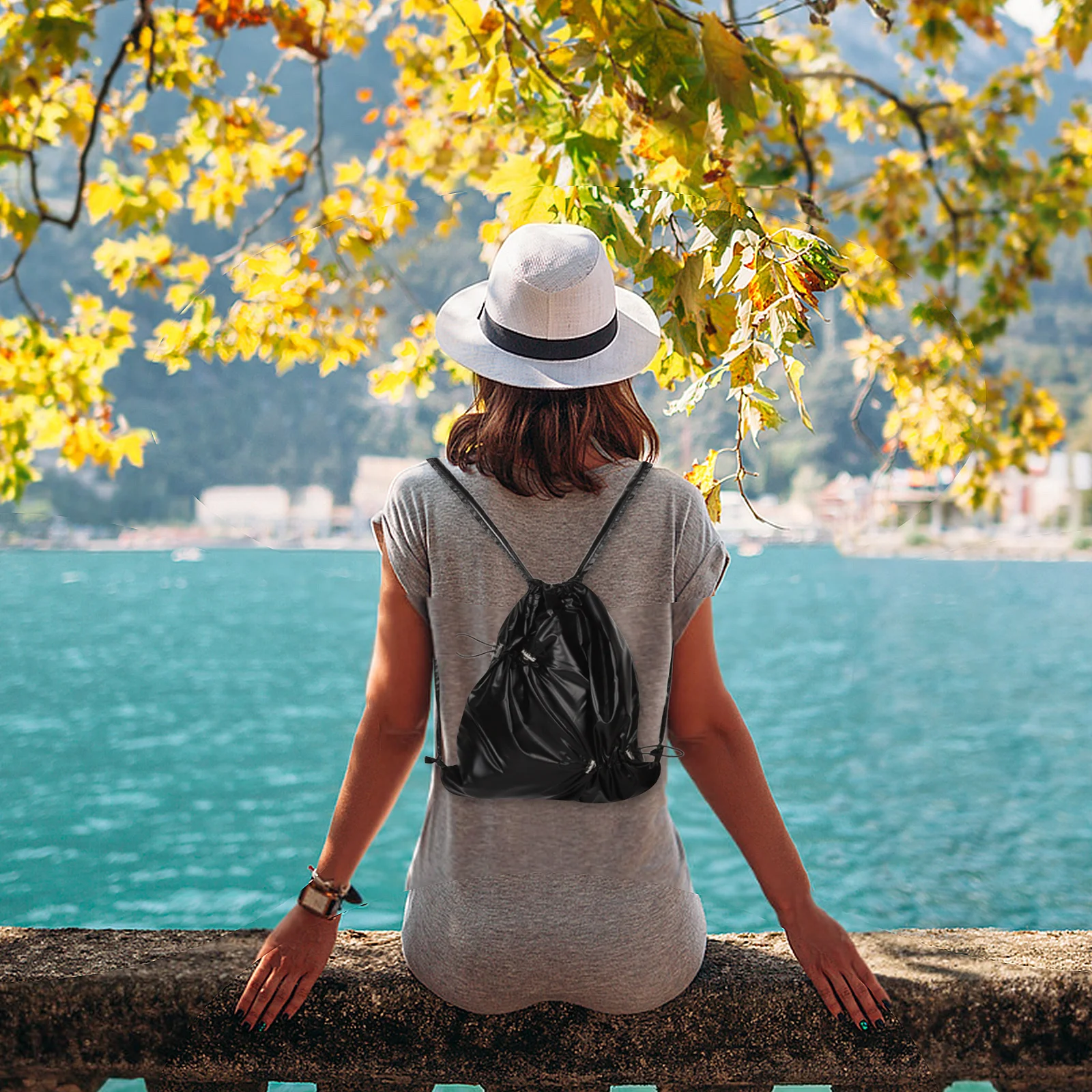 

Drawstring Backpack for Women Men Large Capacity Lightweight Nylon Travel Sports Bag Foldable Waterproof Sackpack Gym School