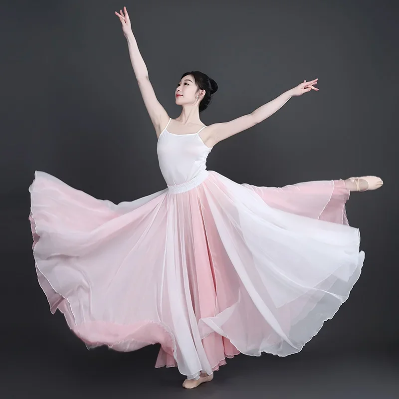 

Двусторонняя одежда, классическая юбка для современного танца, большой волан, женский костюм для квадратного танца, современное китайское платье для выступлений