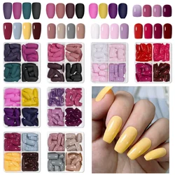 96pcs/box Colorful Fake Nails Acrylic Full Cover Nail Tips Ballet Wear Nail Press on Nails with Gel DIY Manicure Tools