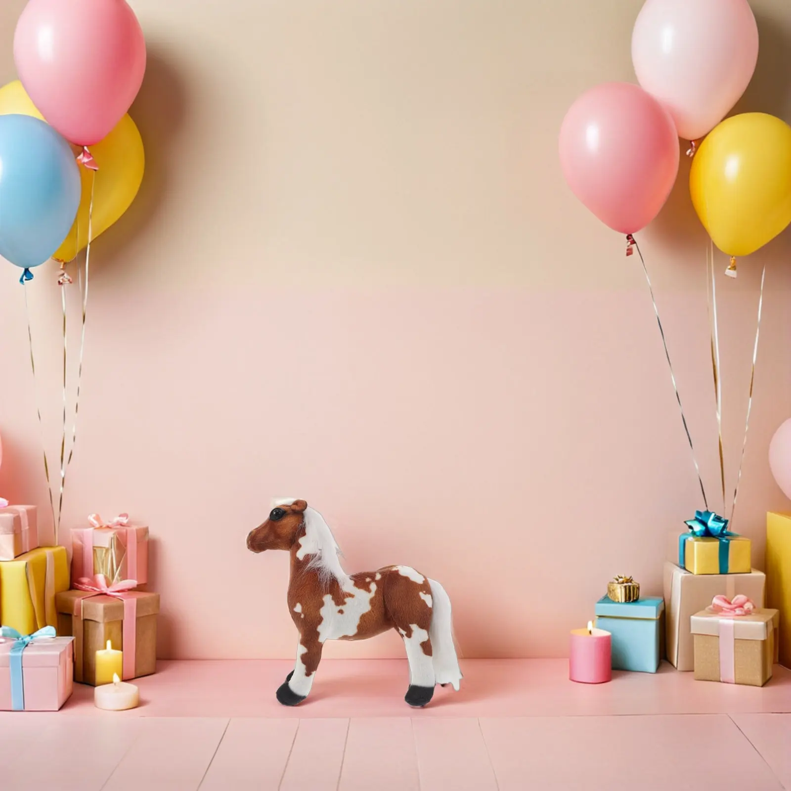 

Brown Horse Stuffed Animal 2026 Zodiac Cuddly Standing Design Spring Festival Room Decor Soft Animal