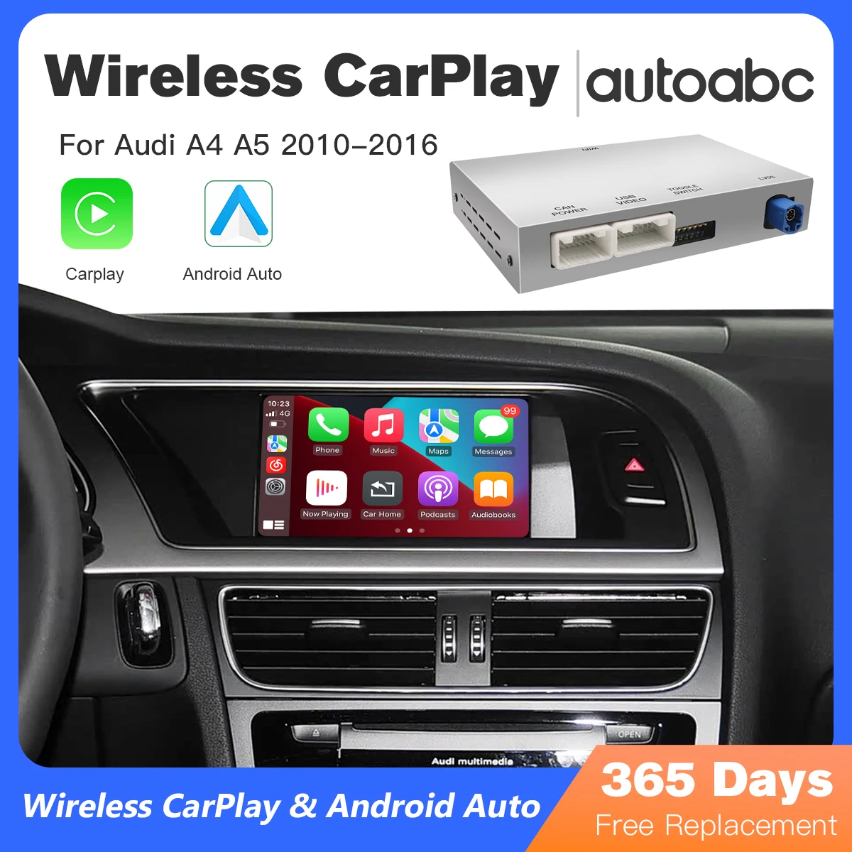 Wireless CarPlay Android Auto for Audi A4 A5 Q5 S5 B8 2008-2016 With 3G MMI, ModelWith Mirror Link AirPlay Front/View Multimedia