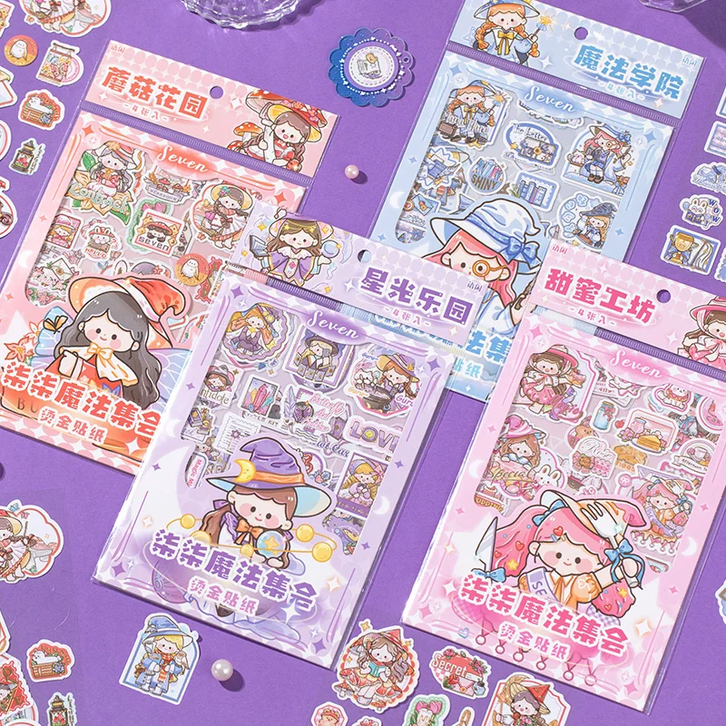 Pegatinas de estampado dorado, lote de 4 unidades, Seven, Magic Gathering