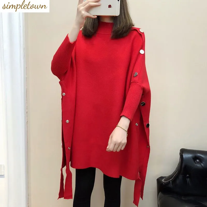 

2024 Autumn/Winter New Autumn/Winter Cloak Women's Coat Loose Bat Sleeves Women's Fashion Knitted Sweater