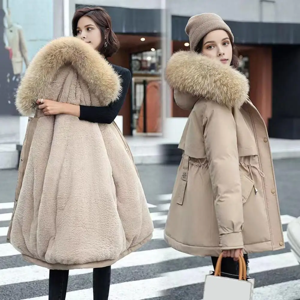Women Polyester Coat Soft Fabric Women Jacket Women’s Fleece Lined Parka Jacket Windproof Puffer Coat with Faux for Weather