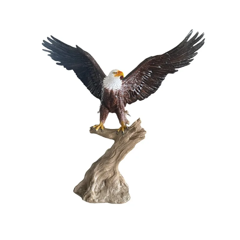 Artificial Art Deco Resin Falcon and Eagle Handmade Outdoor Garden Statue Good Weather Resistance 79x53x109 cm