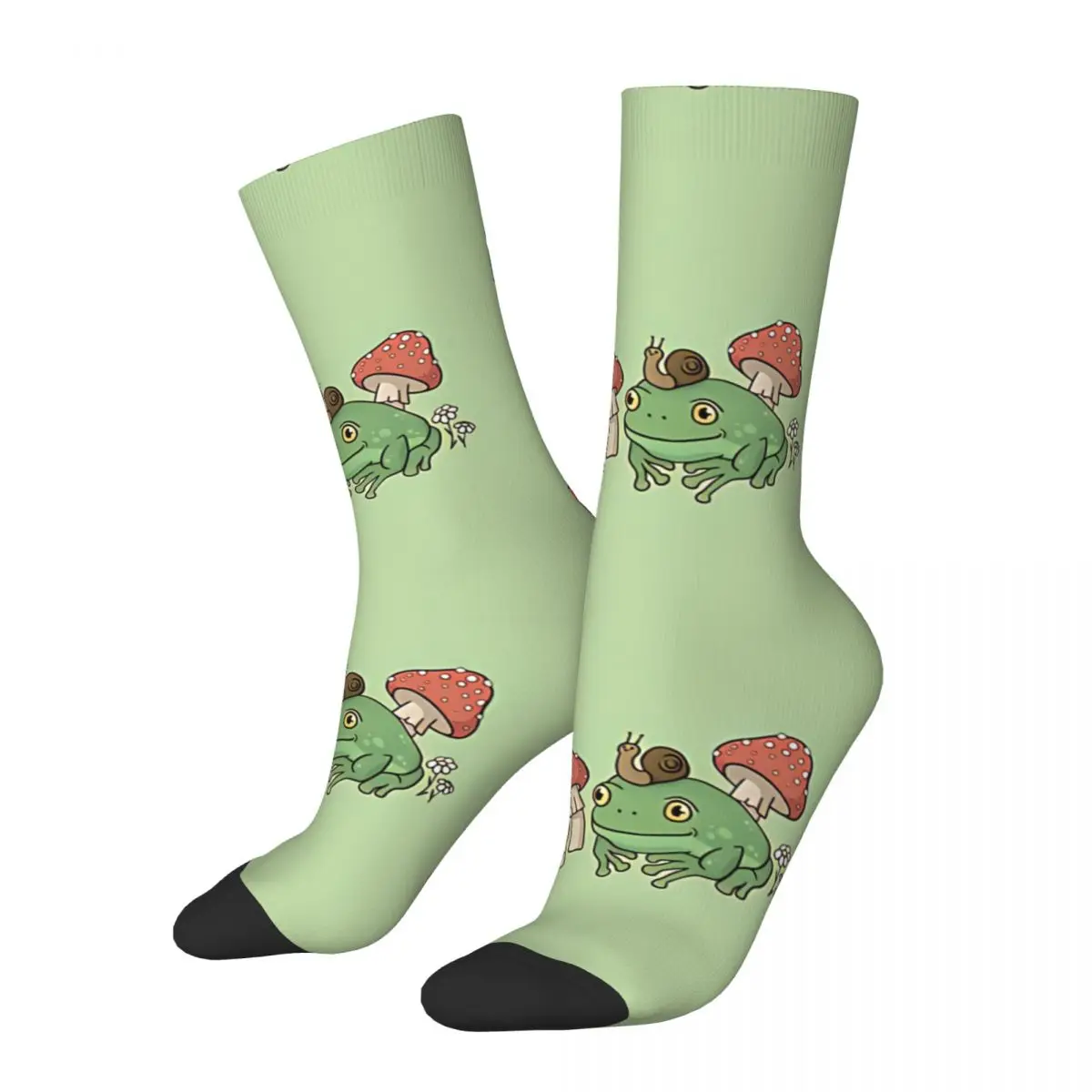 Funny Happy Men's Socks Snail Hat And Mushrooms Retro Harajuku Frog Animal Hip Hop Seamless Crew Crazy Sock Gift Pattern Printed