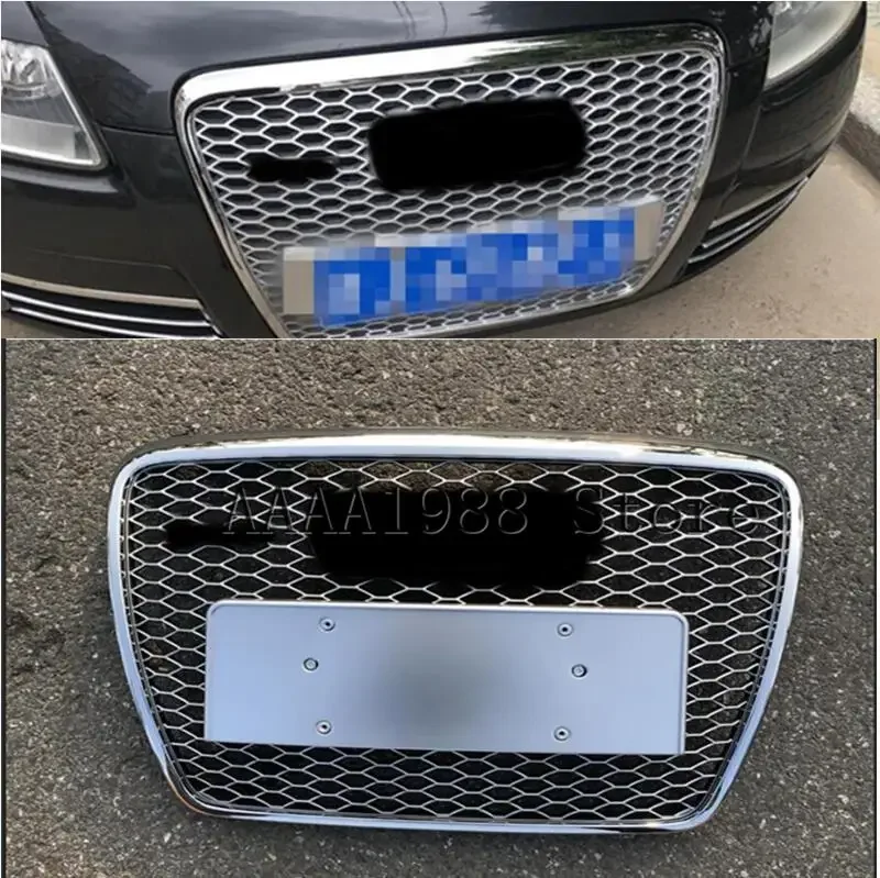 2005-2011 For Audi A6 C6 S6 S-Line Racing Grills RS6 Style Front Bumper Mesh Engine Guard  Car Accessories Not Fit RS6