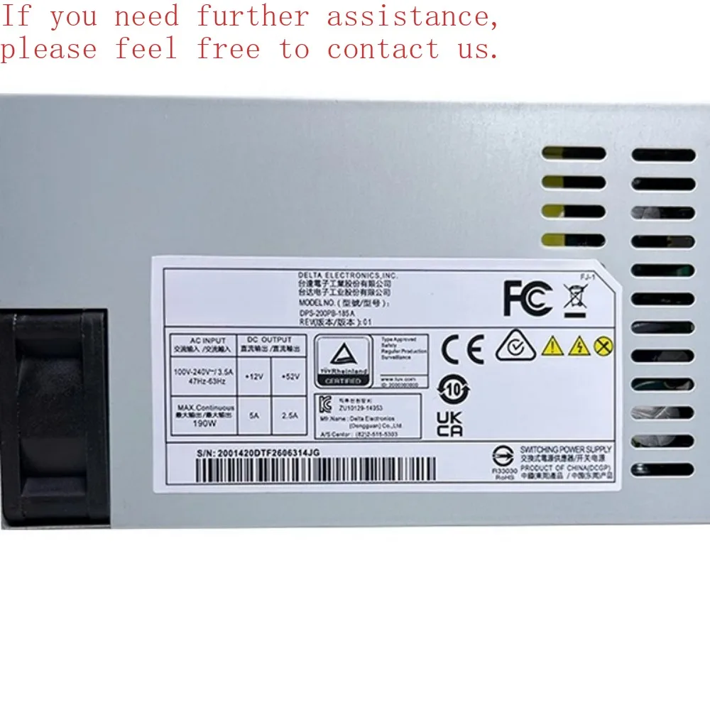 For Hikvision 7808N POE surveillance video recorder power supply DPS-200PB-185 KSA-180S2