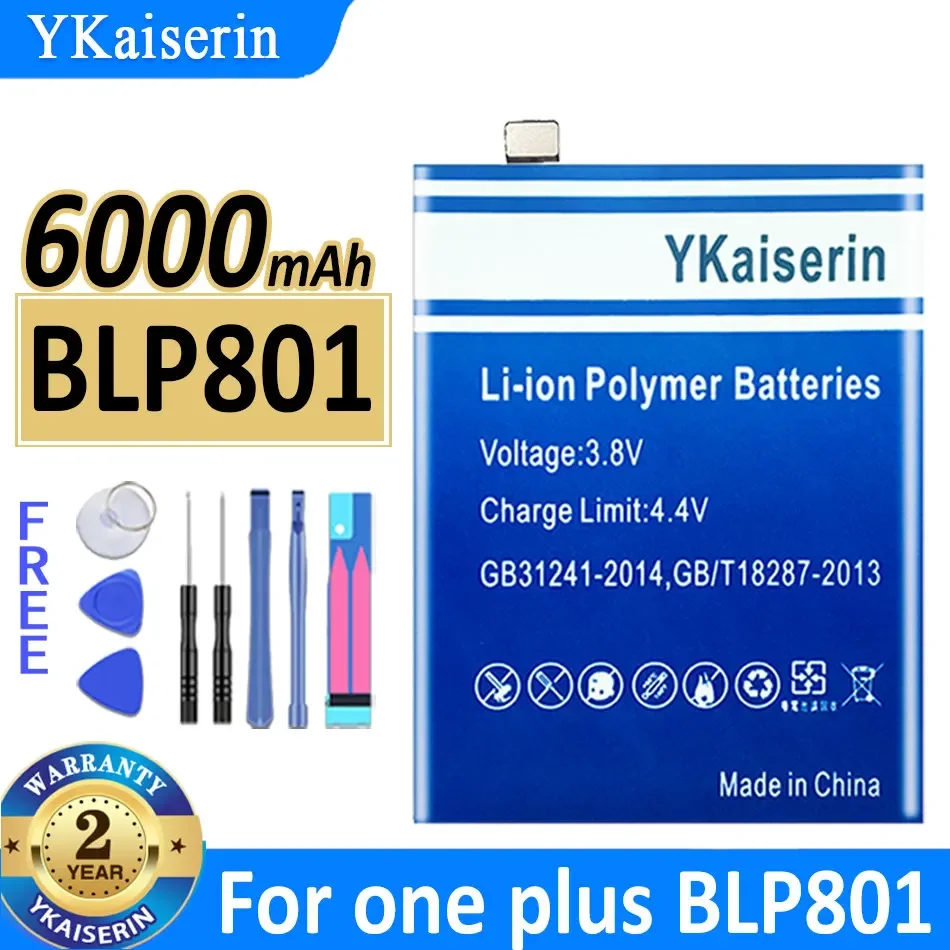 YKaiserin Battery BLP801 for One Plus 1st 8T 1 + 8T Phone Battery High Capacity 6000mAh Batteries