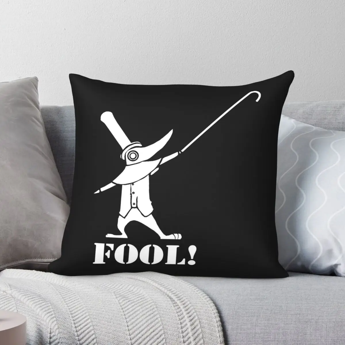 Funda de almohada decorativa con cremallera y diseño de terciopelo de lino y poliéster, funda de cojín para sofá, 18 pulgadas, Soul Eater Excalibur Fool