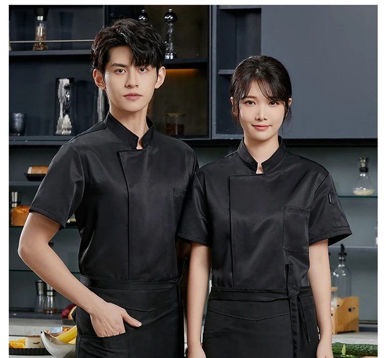 Unisex Jaqueta Chef Manga Curta, Cozinha Cozinheiro Camisa dos homens, Top Restaurante, Padaria, Uniforme Garçom