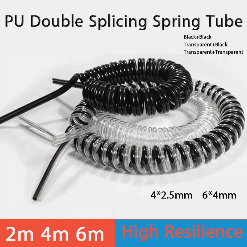 

PU Polyurethane Trachea Double Row Dual Color Side-By-Side Spring Tube Spiral Tube Telescopic Hose Automatic Trachea