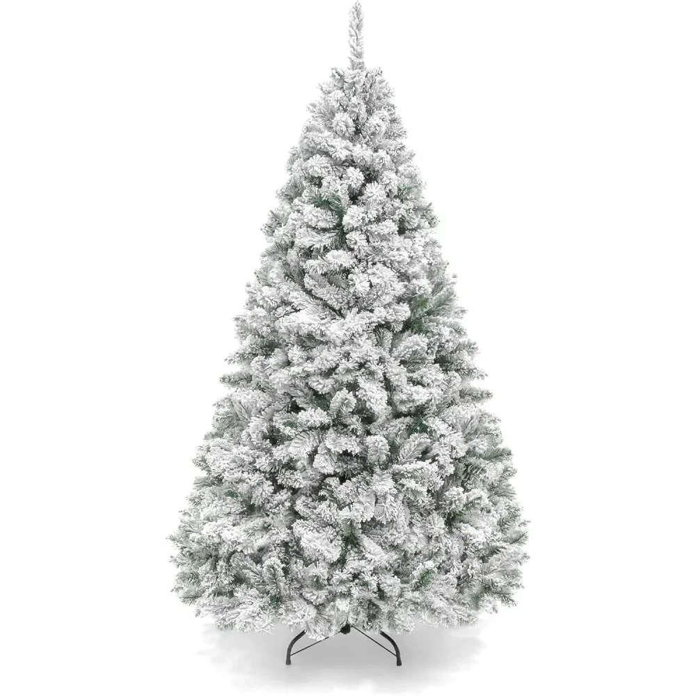 Artificial Christmas Tree, No Light Snow Cover Design Pine Tree, Full Appearance Snow Covered, Easy To Assemble, Metal Bracket