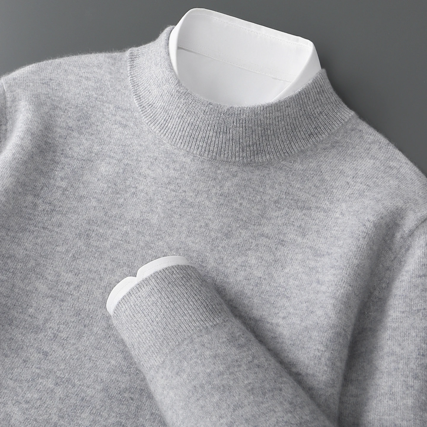 

Мужской кашемировый свитер с воротником-стойкой, осенне-зимний, с длинным рукавом, базовый, повседневный, элегантный, 100% кашемировый трикотажный топ