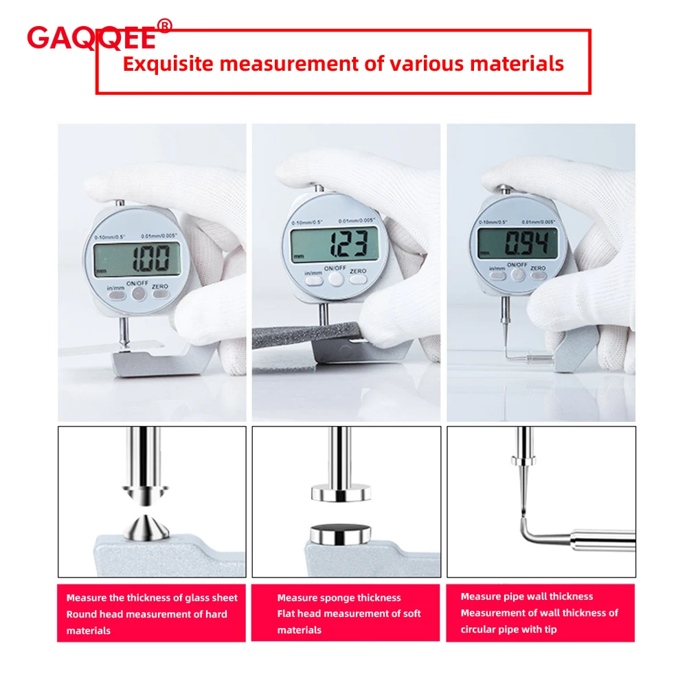 Digital Display Thickness Gauge Zinc Alloy Electronic LCD Micrometer Metric Imperial Wall Thickness Measurement Tools 0-10/20mm