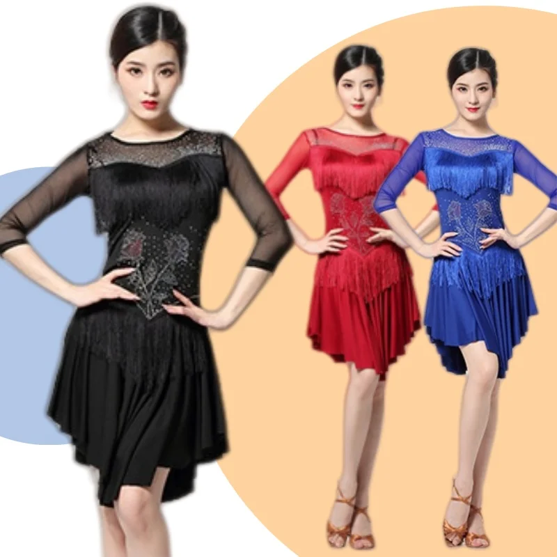 

Summer - Ready Fringe Latin Dance Skirt: Lightweight, High - Slit Outfit Perfect for Outdoor Dance Parties
