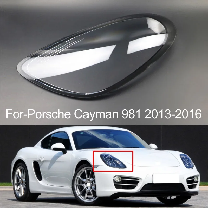 

1 Pair For-Porsche Cayman 981 2013 2014 2015 2016 Car Headlight Len Cover Headlight Lampshade Replacement Front Light Auto Shell