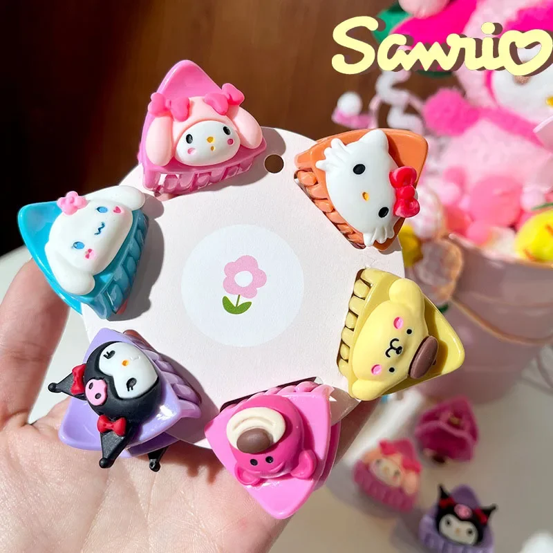 Sanrio HelloKitty Cartoon Hairpin Action Anime Figures Mymelody Kuromi Clip Princess Sweet Kawaii Headwear Daily ornament Girls