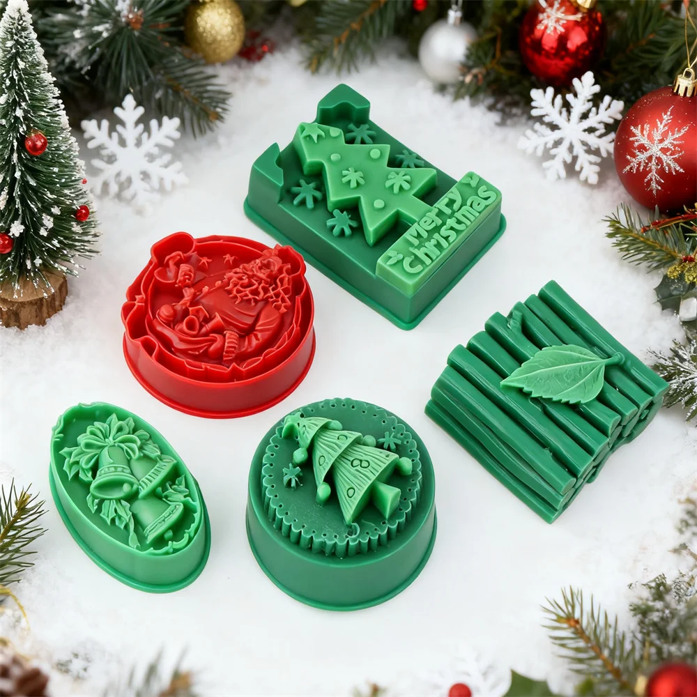Santa Claus Relief Soap Mold Christmas Tree Relief Round Soap Mold Christmas Bell Ball Oval Soap Mold DIY Soap Candle Mold