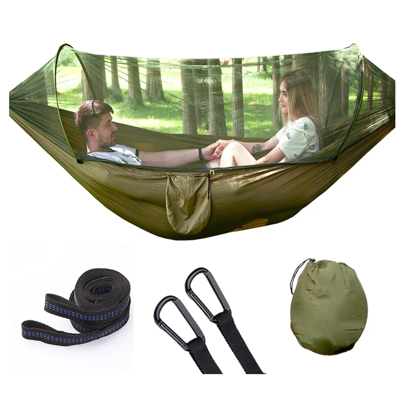 

Anti-Mosquito Hammock Automatic Quick Opening Hammock with Mosquito Net Outdoor Nylon Cloth Camping Hammock for Single & Double