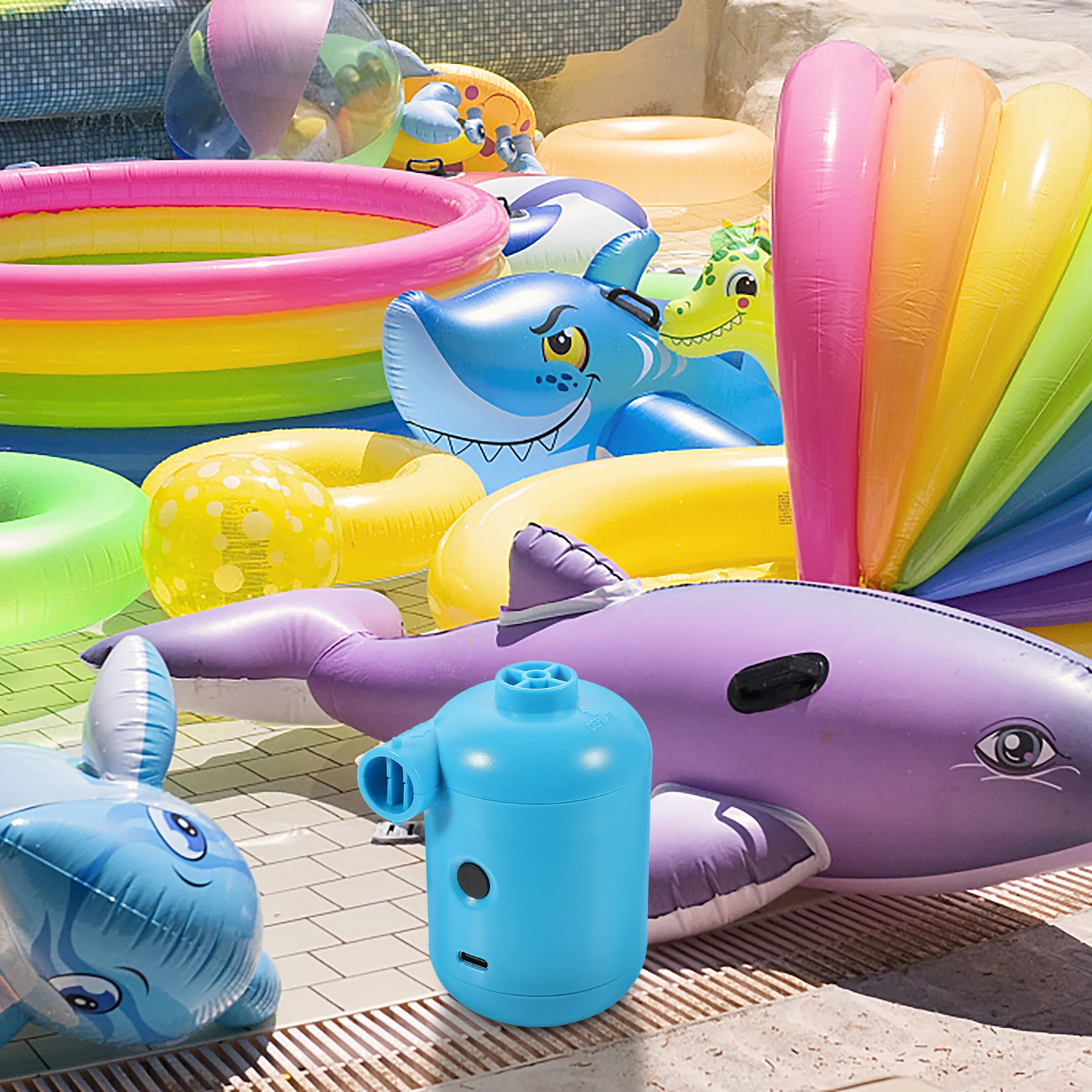1 set Electric Air Portable High Airflow Fast Inflation for Inflatables Camping Pool Toys Mattress Lightweight for Storage
