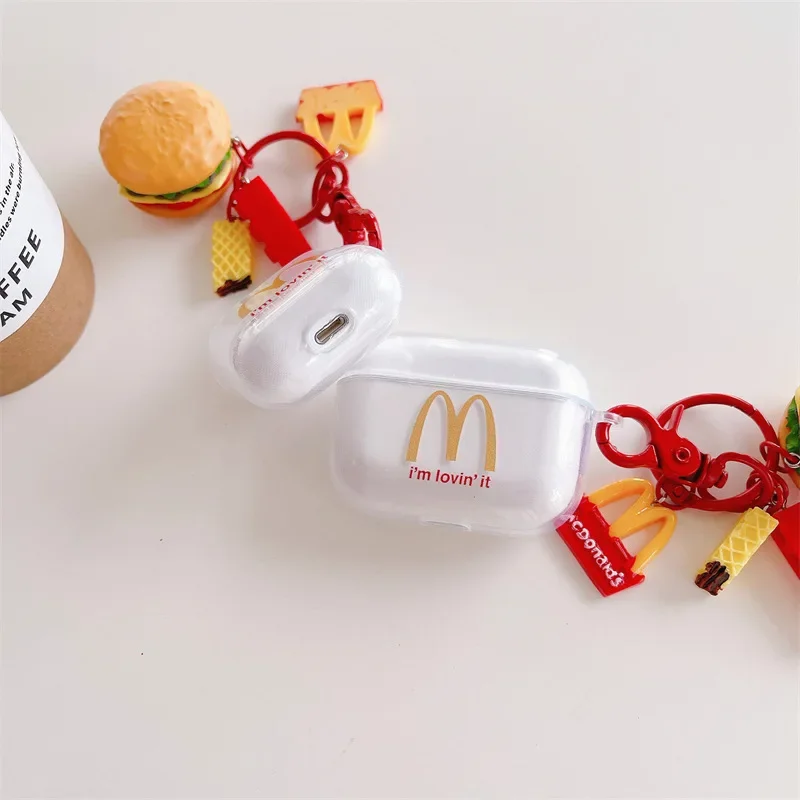 Hamburgers Fries Case for AirPods 4 Airpod 1 2 3 Pro Pro2 Bluetooth Earbuds Charging Box Protective Earphone Case Cover