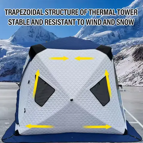 Tente de pêche sur glace en plein air, équipement de Camping coupe-vent amélioré à la chaleur pour les aventures de pêche par temps froid, hiver