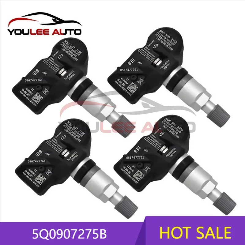 

1/4Pcs 5Q0907275B 5Q0907275 433MHz TPMS Tire Pressure Sensor For Audi A4 A5 A6 Porsche 911 VW Golf Jetta Passat Tiguan Touareg