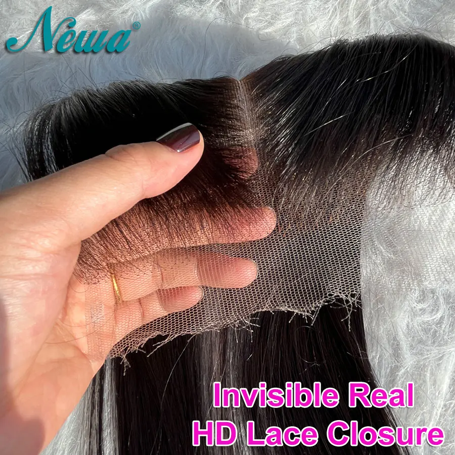 Newa Hair Ultra Thin Swiss HD Film Lace Melt Skins Human Raw Hair Frontal Closures Straight Body Wave Invisible HD Lace Frontal