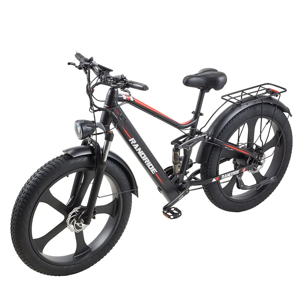 AliExpress NONE RANDRIDE YX90M Adult Fat Tire Electric Mountain Bike, Full Suspension Aluminum Alloy E-Bike with CST 26*4.0 Tyre, Hydraulic Brake, 4 Inch Colorful LCD Display, 48V 14Ah Lithium Battery, Off Road