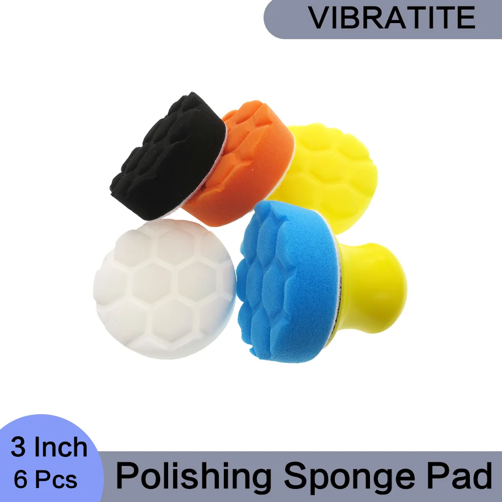 

3 Inch 6 Pcs Compound Buffing Polishing Pads Cutting Sponge Pads with Hand Grinding Block for Buffer Polisher and Waxing