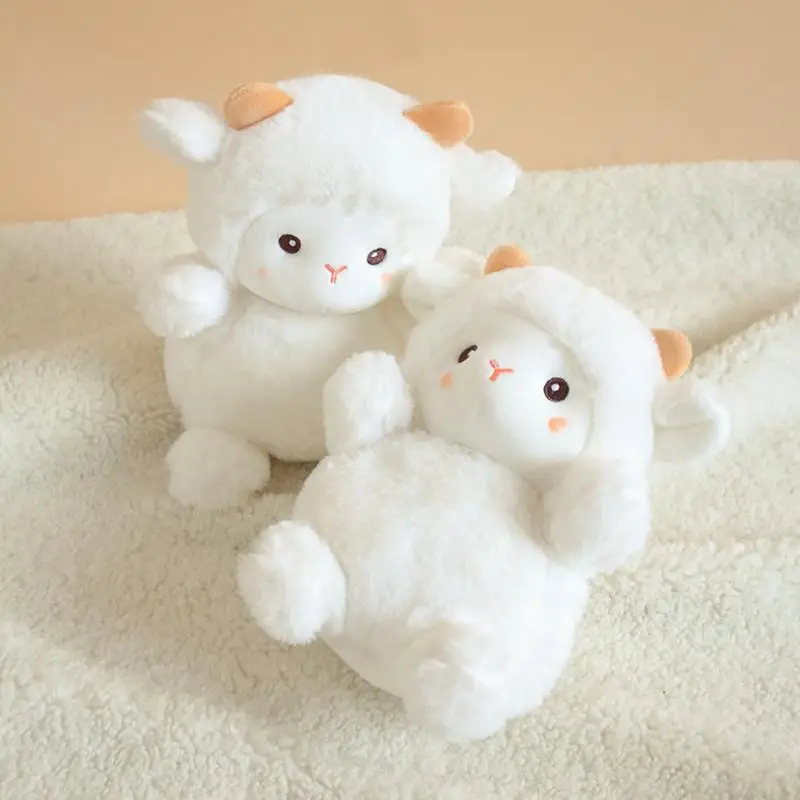 20cm Kawaii Lamb Plush Toy Fluffy Hair Super soft Lamb Cuddly Plushies Doll Stuffed Animals Baby Appease Doll Kids Birthday Gift