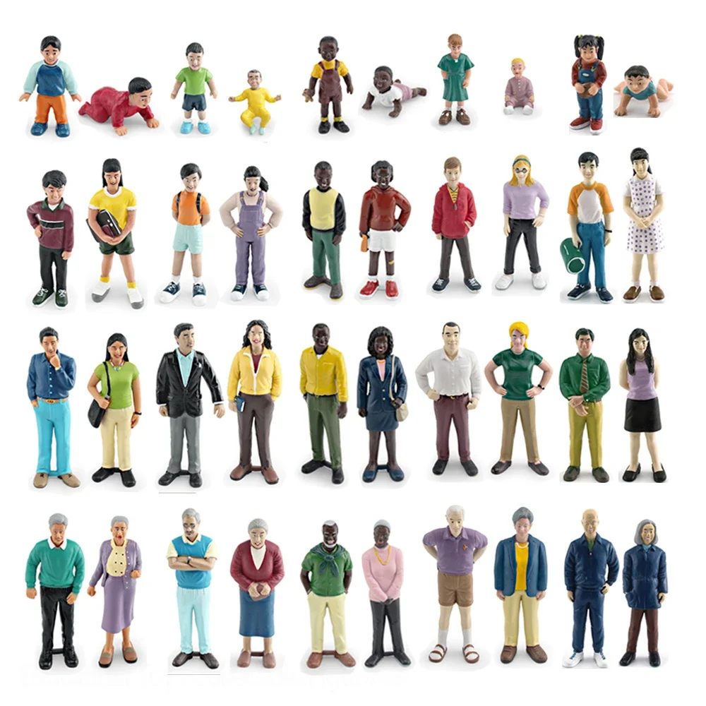 Figurines miniatures petites personnes membres de la famille modèle grands-parents Parents garçons filles bébé Figurines enfants figurine jouet cadeaux