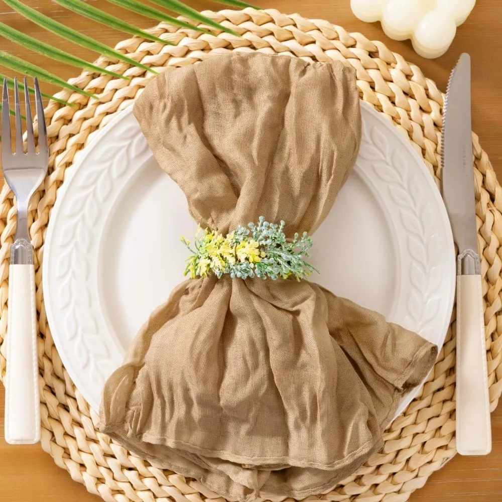 Party Supply Table Decoration Gauze Napkin Soft Reusable Cotton Napkin Vintage Retro Placemats Banquet