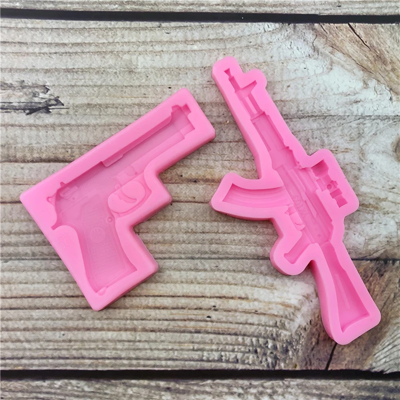 AK Gun Shape Silicone Mold DIY 3D Cake Fondant Soap Cupcake Jelly Candy Chocolate Baking Decoration Tool
