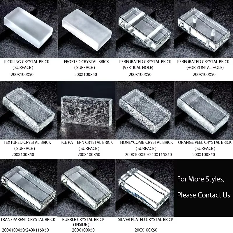 Parede de bloco de vidro com padrão de gelo transparente moderno – Design dupla face sustentável