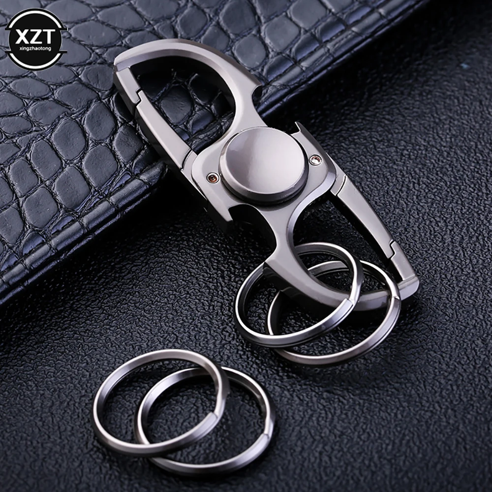 New Creative Fingertip Gyro Key Chain Quality Alloy Multifunctional Bottle Opener Knife Key Ring Men Waist Hanging Car Keychains