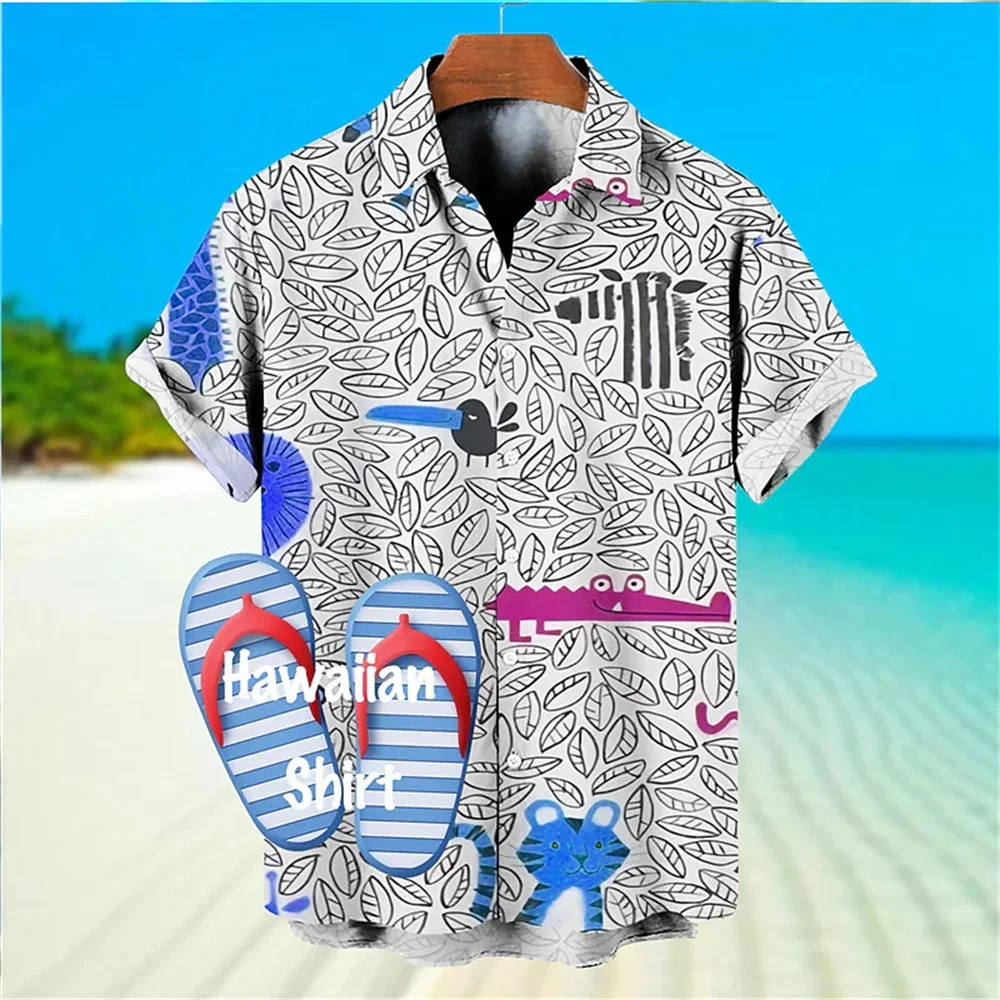 Summer Beach 3D Printed Men's Oversized Summer Casual Hawaii Beach Hawaii Harajuku Fashion Holiday Shirt