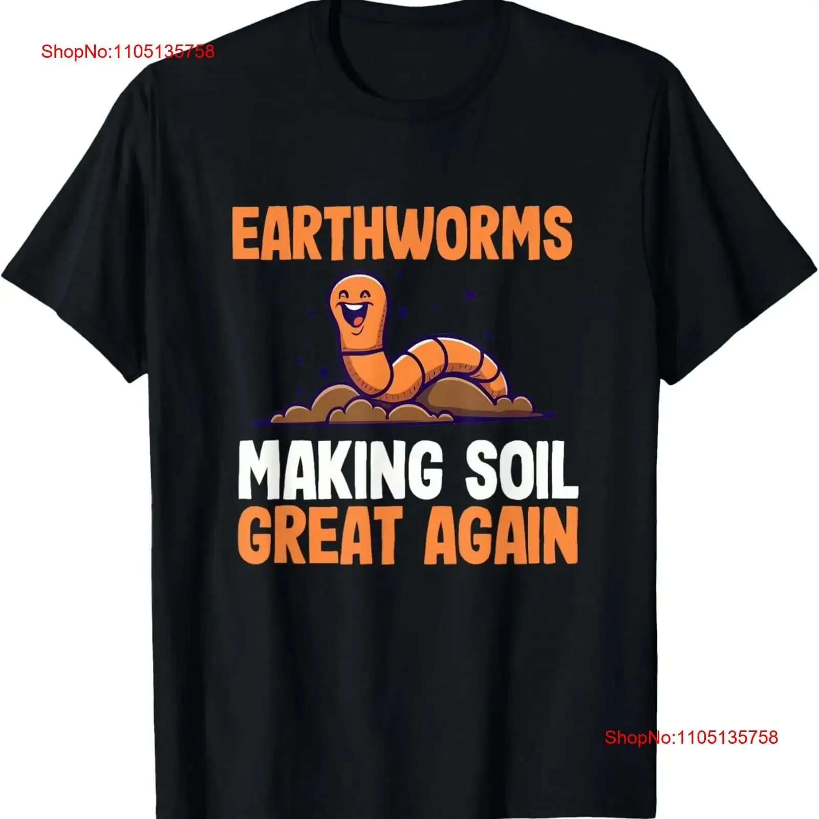 Earthworms Make Soil Great Again Worm Farmer Gardener T Shirt  vintage Washed Top For Everyday Wear Breathable Stretched