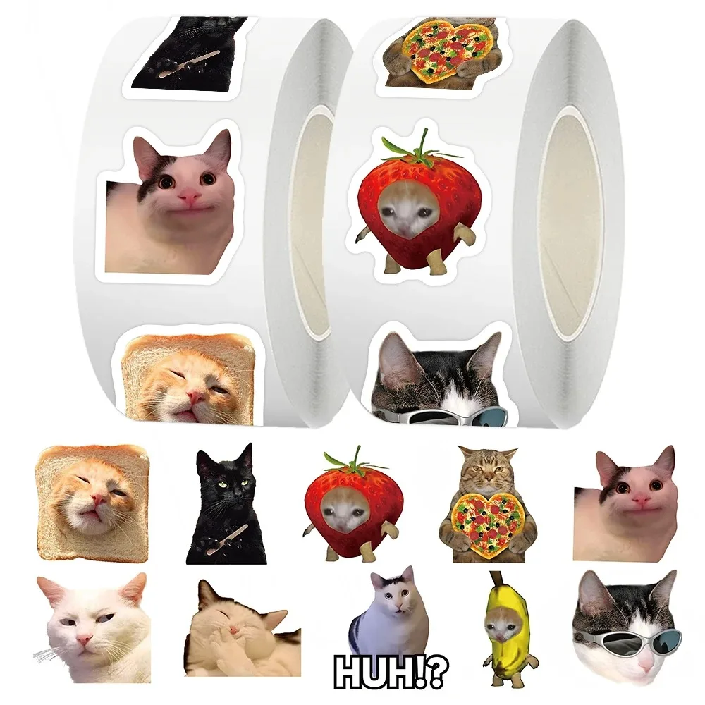 500 Stück/Rolle Lustige Katzen-Meme-Graffiti-Aufkleber Exquisite Modische Sticker für Handy Computer Notizbuch Schreibwaren DIY Spielzeug Geheimnisse