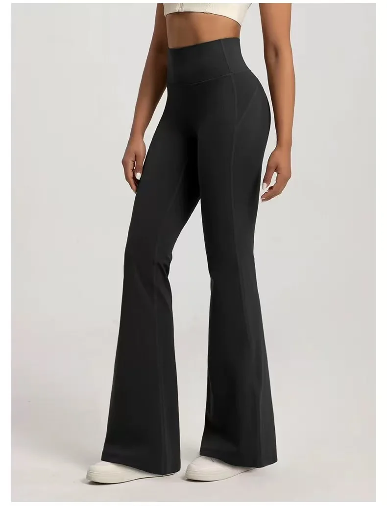 Nackt-Optik, hohe Taille, taillenbetont, hüfthebend, Fitness-Übung, elastische Schlaghose, Damen, lässige Outdoor-Lauf-Yoga-Hose – Detail 12