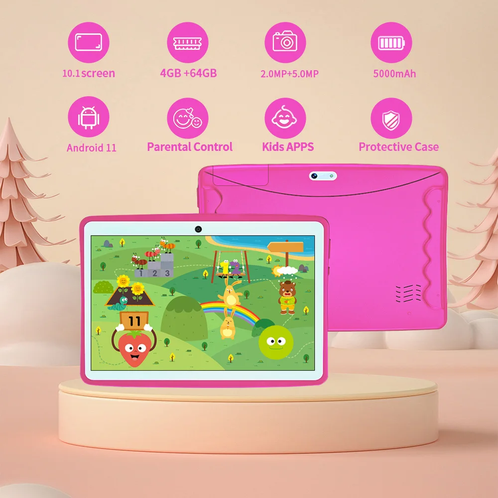 New 10.1-inch WIFI Kids Tablets with Octa cores 4GB RAM 64GB ROM Android 11, Drawing Game  and Bluetooth support