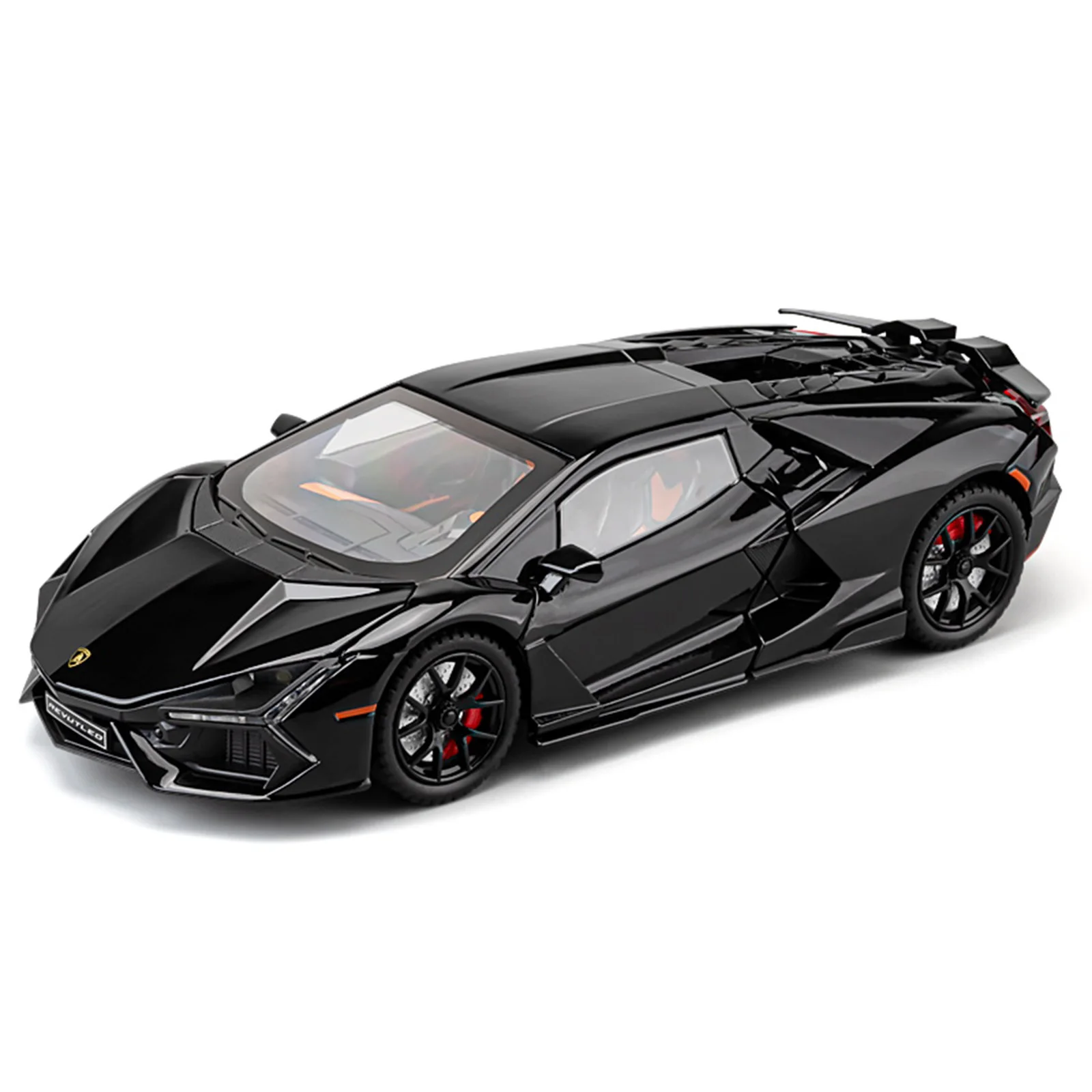 1:24 Scale Alloy Diecast Revuelto Toys Cars Models Light Sound 4 Doors Opened Sports Car Pull Back Vehicles Boys Fun Collection