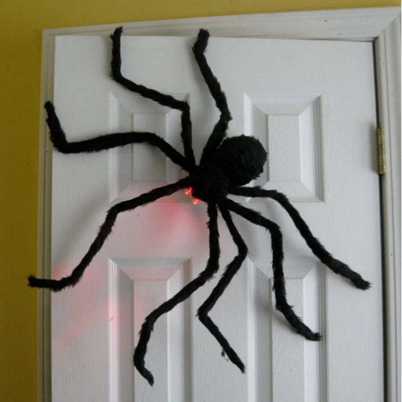 30cm, 50cm, 75cm, 90cm Giant Black Plush Spider Halloween Decorations for Home 2023 Outdoor Home Bar Haunted House Horror Props