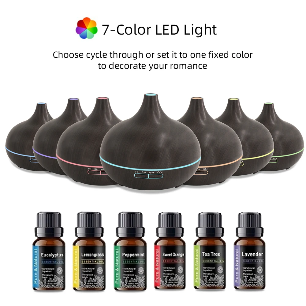 Neu für zu Hause, extra großer 550-ml-Aromalöldiffusor für ätherische Öle, mehr Laufzeit, weitere Vorteile! Für Home Design Remote 7Color L