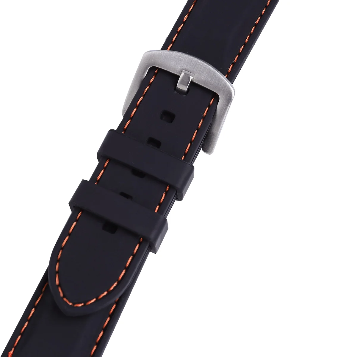 

22mm Silicone Watch Straps Waterproof Durable Black Orange String Top-Class Clasp Seamless Welding Comfortable
